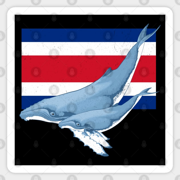 Costa Rican Flag with Humpback Whales Sticker by NicGrayTees